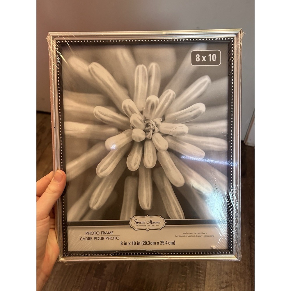 Special Moments Memories Collection 8x10 Silver Glass Frame Wall Mount Easel